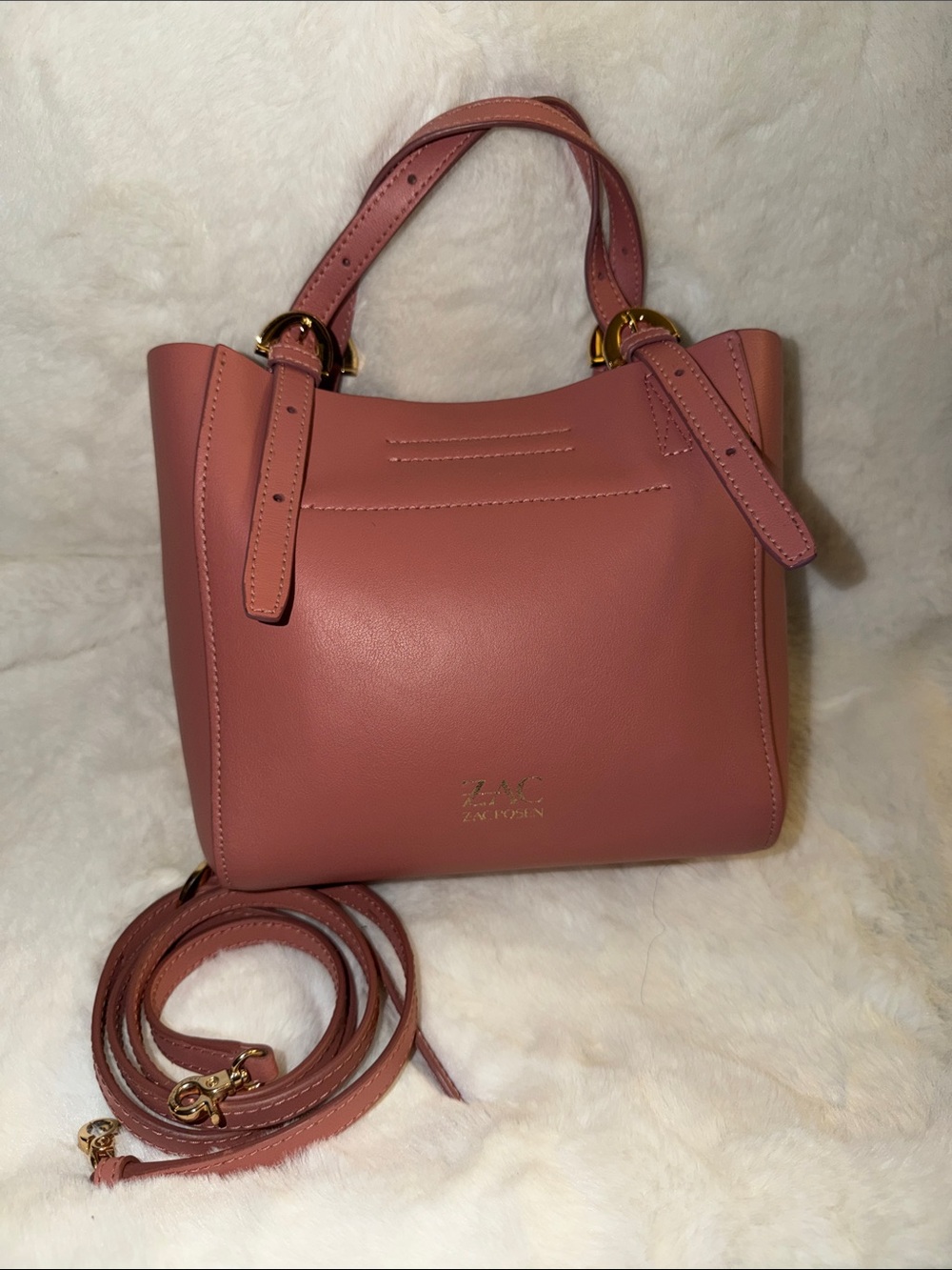 Zac Posen Rose Pink Leather Crossbody Satchel